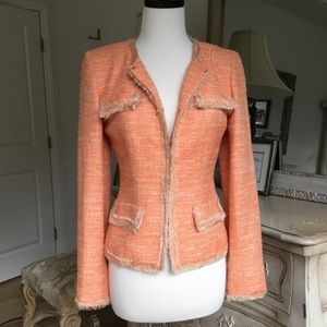 Bill Blass orange jacket tweed tassels